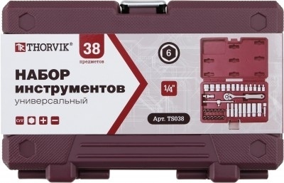 Набор инструмента 1/4"DR, 38 предметов, Thorvik TS038 (54001) в кейсе фото 3