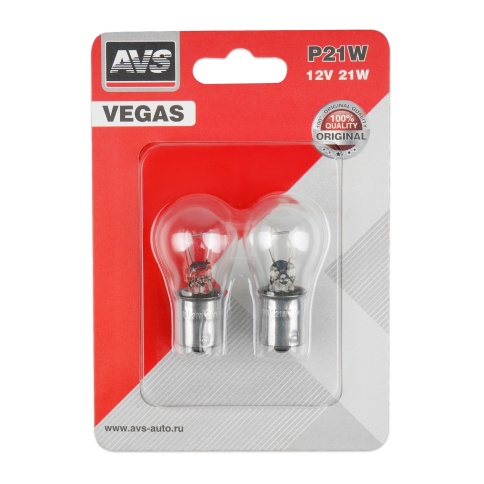 Лампа AVS Vegas в блистере 12V. P21W (BAU15s) смещ.штифт 2шт.  фото 1