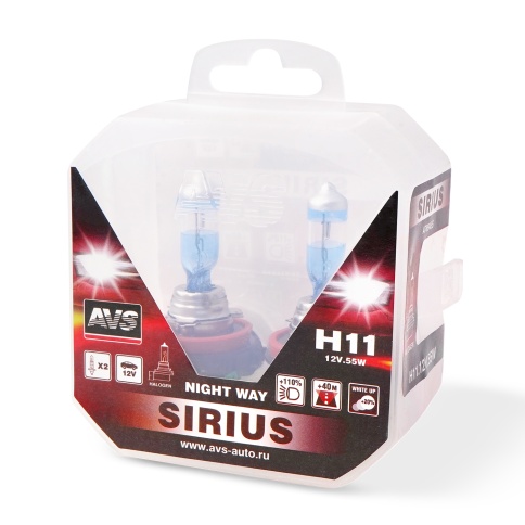 Галогенная лампа AVS SIRIUS/NIGHT WAY/ PB H11.12V.55W. 2шт. фото 1