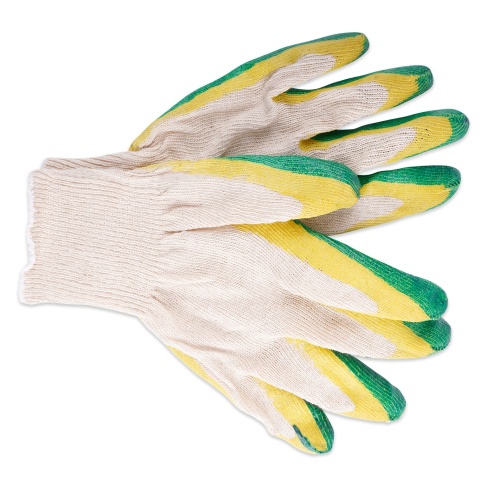 Перчатки ХБ с двойным обливом латекса (зеленые) 13 класс 1 пара AVS RP-04 фото 3