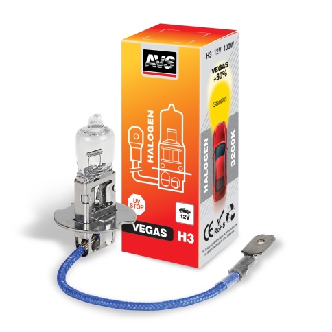Галогенная лампа AVS Vegas H3.12V.100W.1шт. фото 1
