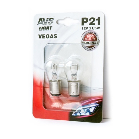 Лампа AVS Vegas в блистере 12V. P21/5W(BAY15D) 2шт. фото 1