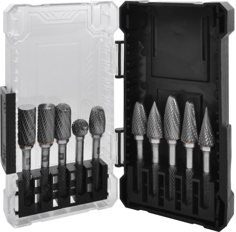 Набор борфрез твердосплавных, A,B,C,D,E,F,G,H,L,M, 8 мм, 10 пр, Thorvik TRRB080610-2S (57046) фото 1