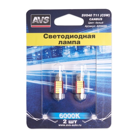 SV040 T11/белый/ (SV8,5) CANBUS 6 SMD 7020 31мм 12V., блистер 2 шт фото 1