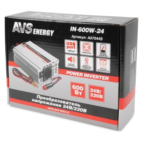 Автомобильный инвертор 24/220V AVS IN-600W-24 фото 8