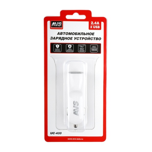 USB автомобильное зарядное устройство AVS 2 порта UC-433 (2,4А) фото 5