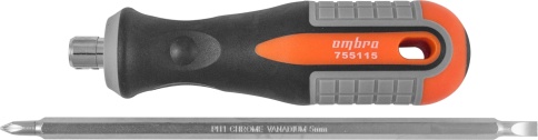 Отвертка двусторонняя Round Grip PH1,SL5x150 мм, Ombra 755115 (55776) фото 1