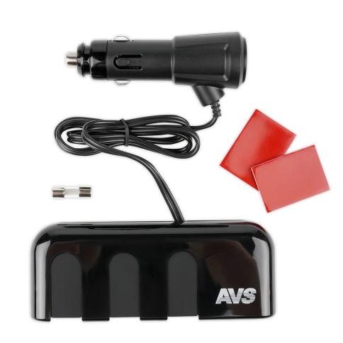 Разветвитель прикуривателя AVS 12/24 (на 3 выхода+2 USB) CS319U фото 2