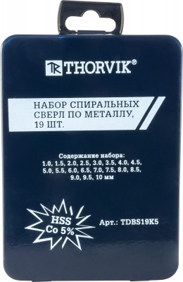 Набор спиральных сверл по металлу HSS Co в металлическом кейсе, d1.0-10.0 мм, 19 предметов фото 3