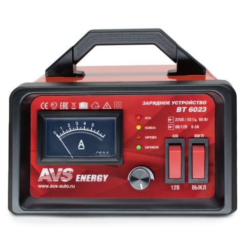 Зарядное устройство для автомобильного аккумулятора AVS BT-6023 (5A) 6/12V фото 2
