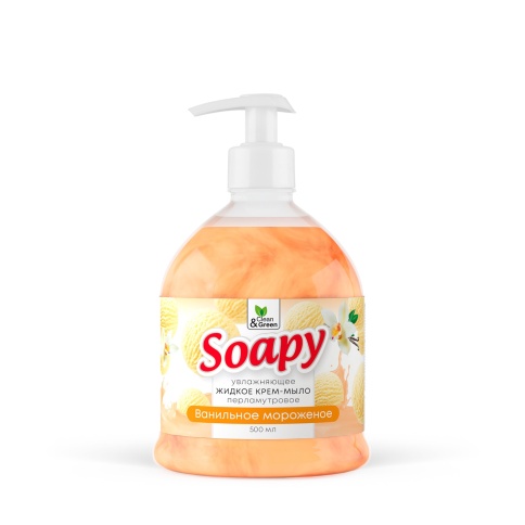 Крем-мыло жидкое с перламутром "Soapy" ванильное морож. увлаж. с дозатор. 500 мл. Clean&Green CG8302 фото 2