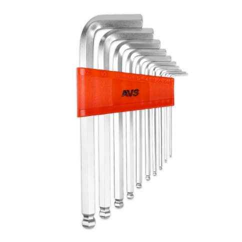 Набор ключей торцевых шестигранных шаровых 10 предметов (1,5-12мм) AVS HKS-10B фото 1