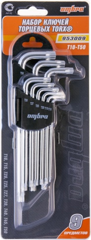 Набор торцевых ключей TORX Т10-T50, 9 предметов, Ombra 953009 (55371) фото 2
