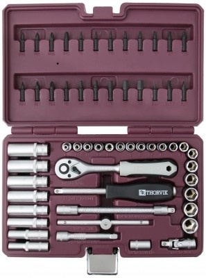 Набор инструмента 1/4"DR, 57 предметов, Thorvik TS057 (54003) в кейсе фото 2