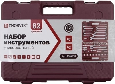 Набор инструмента с 12-гранными головками, 82 предмета, Thorvik TS082/12 (54008) в кейсе фото 3
