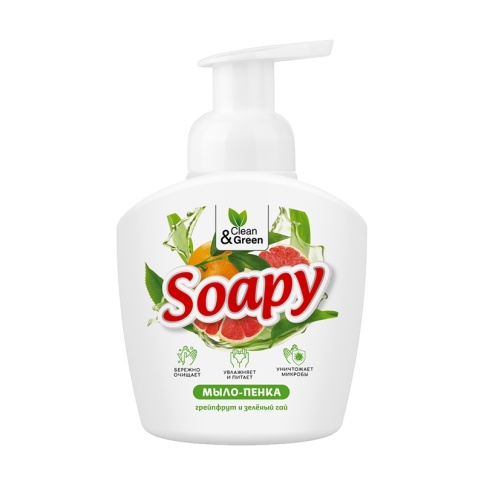 Жидкое мыло-пенка "Soapy" "Грейпфрут и зелёный чай" пенный дозатор 400 мл. Clean&Green CG8236 фото 2