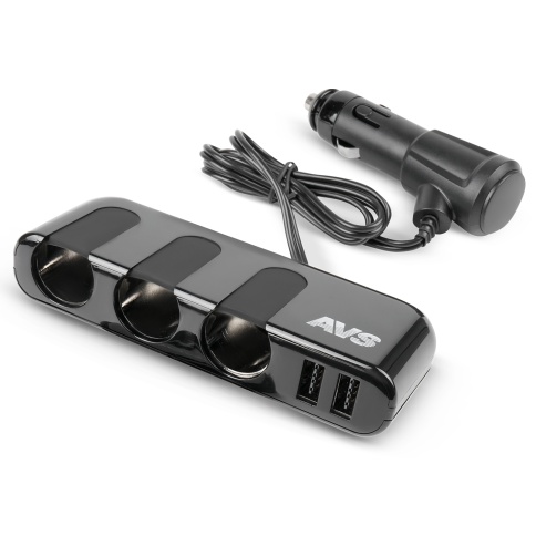 Разветвитель прикуривателя AVS 12/24 (на 3 выхода+2 USB) CS319U фото 3