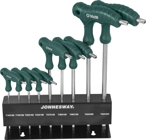 Набор ключей Torx двусторонних с центр. штифтом Т10-Т50 (9 шт) Jonnesway H10MT09S фото 1