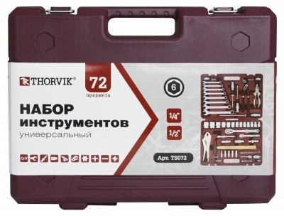 Набор инструмента универсальный, 72 предмета, Thorvik TS072 (54004) в кейсе фото 3