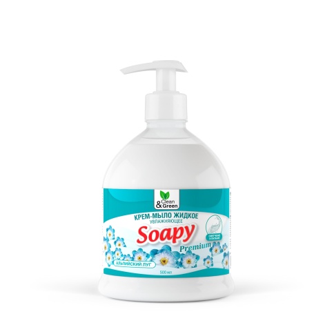 Крем-мыло жидкое "Soapy" Premium "альпийский луг" увлажняющее с дозатором 500 мл. Clean&Green CG8064 фото 2