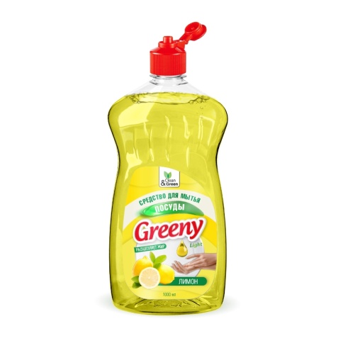 Средство для мытья посуды "Greeny" Light "Лимон" 1000 мл. Clean&Green CG8133 фото 2