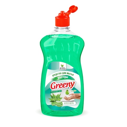 Средство для мытья посуды "Greeny" Light "Алоэ вера" 500 мл. Clean&Green CG8153 фото 2