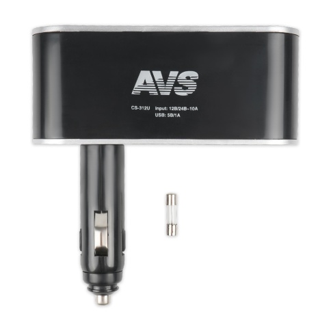 Разветвитель прикуривателя AVS 12/24 (на 3 выхода+USB) CS312U фото 1