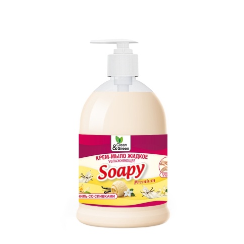 Крем-мыло жидкое "Soapy" Premium "ваниль со сливками" увлажн. с дозатором 500 мл. Clean&Green CG8111 фото 2