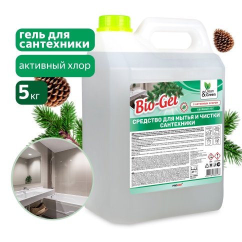 Средство для мытья и чистки сантехники "Bio-Gel" (с активным хлором) 5 кг. Clean&Green CG8053 фото 1