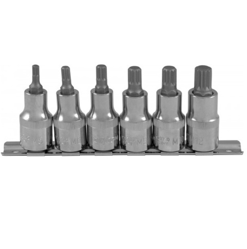Набор насадок торцевых 1/2 DR с вставками-битами SPLINE, M5-M12, 6 предметов, Ombra 912706 фото 1