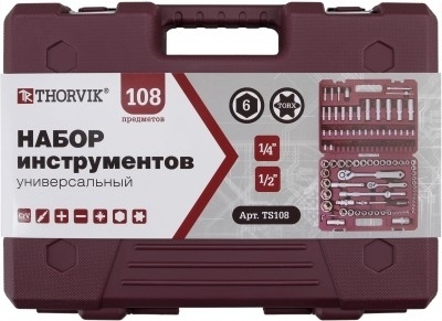 Набор инструмента универсальный, 108 предметов, Thorvik TS108 (54012) в кейсе фото 3