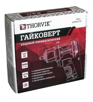 Гайковерт ударный пневматический 1/2"DR, 8000 об/мин, 1275 Нм, Thorvik AIW1275 (53819) фото 4