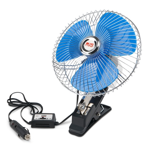 Вентилятор автомобильный AVS 8048C 24В 8" (корпус: металл, переключатель, цвет: серебристый) фото 1