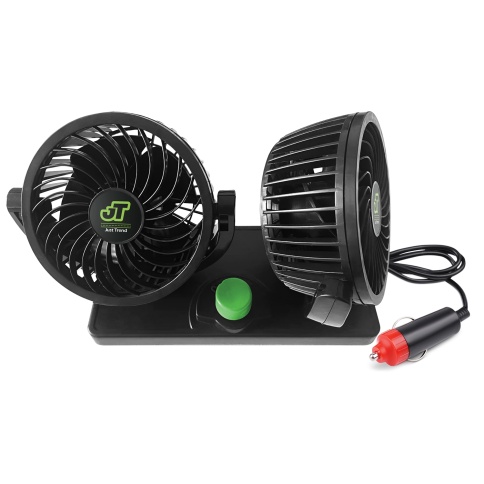 Вентилятор двойной автомобильный JT 8062J 12В 4" (корпус: пластик, цвет:чёрный) фото 2
