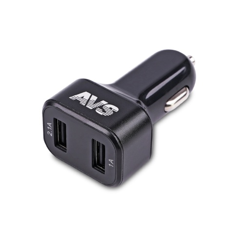 USB автомобильное зарядное устройство AVS 2 порта UC-523 (3А,черный) с вольтметром фото 1