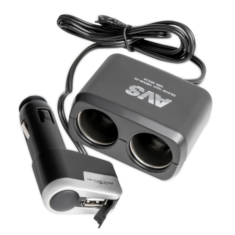 Разветвитель прикуривателя AVS 12/24 (на 2 выхода+USB) CS213U фото 6