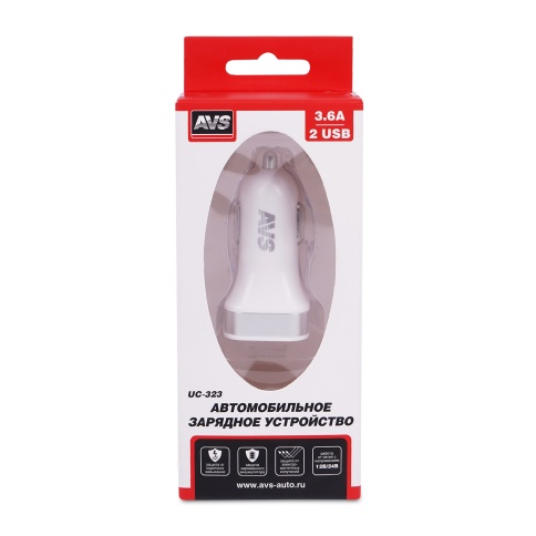USB автомобильное зарядное устройство AVS 2 порта UC-323 (3,6А) фото 5
