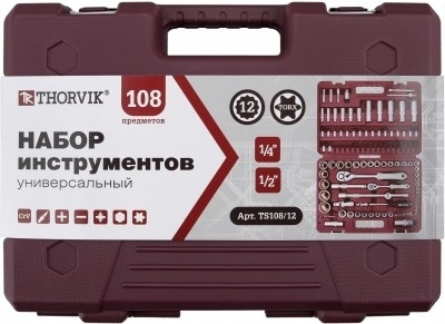 Набор инструмента с 12-гранными головками, 108 предметов, Thorvik TS108/12 (54013) в кейсе фото 3