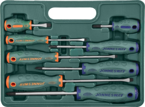 Набор отверток стержневых ANTI-SLIP GRIP, 8 предметов, Jonnesway D71PP08S (48388) в кейсе фото 1