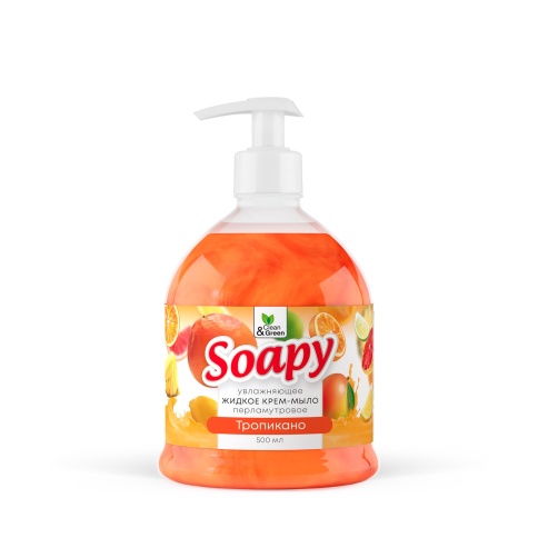 Крем-мыло жидкое с перламутром "Soapy" тропикано увлажн. с дозатором 500 мл. Clean&Green CG8303 фото 2