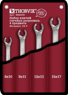 Набор ключей гаечных разрезных серии ARC, 8-17 мм, Thorvik W4S4TB (52625) 4 предмета, в сумке фото 1