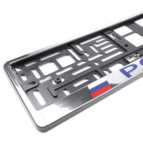 Рамка под номерной знак "Россия" (хром, синий) AVS RN-03 фото 3