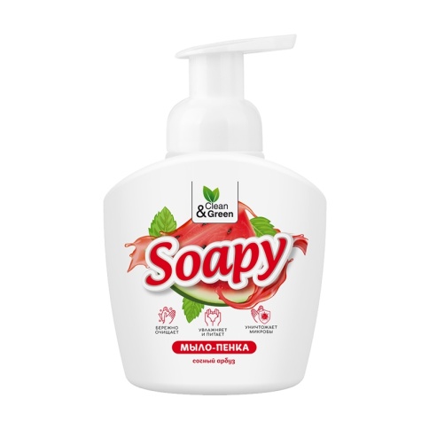 Жидкое мыло-пенка "Soapy" "Сочный арбуз" пенный дозатор 400 мл. Clean&Green CG8232 фото 2