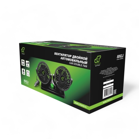 Вентилятор двойной автомобильный JT 8062J 12В 4" (корпус: пластик, цвет:чёрный) фото 4