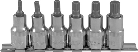 Набор насадок торцевых 1/2 DR с вставками-битами SPLINE, M5-M12, 6 предметов, Ombra 912706 фото 2