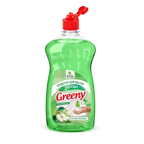 Средство для мытья посуды "Greeny" Light "Яблоко" 500 мл. Clean&Green CG8520 фото 1