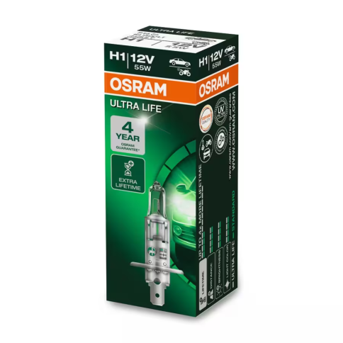 Автолампа галогенная H1 (55W P14.5s) ULTRA LIFE 3200K 12V OSRAM фото 1