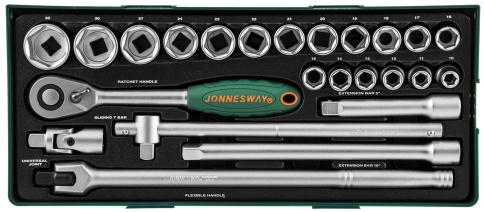 Набор торцевых головок 1/2 DR, 10-32 мм, 24 предмета (ложемент) Jonnesway S04H4524ST (S04H4524SP) фото 1
