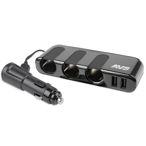 Разветвитель прикуривателя AVS 12/24 (на 3 выхода+2 USB) CS319U фото 5