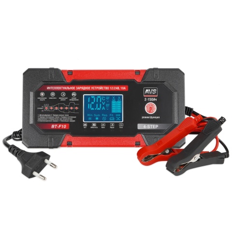 Интеллектуальное зарядное устройство для автомобильного аккумулятора AVS BT-F10 (10A) 12/24V фото 1